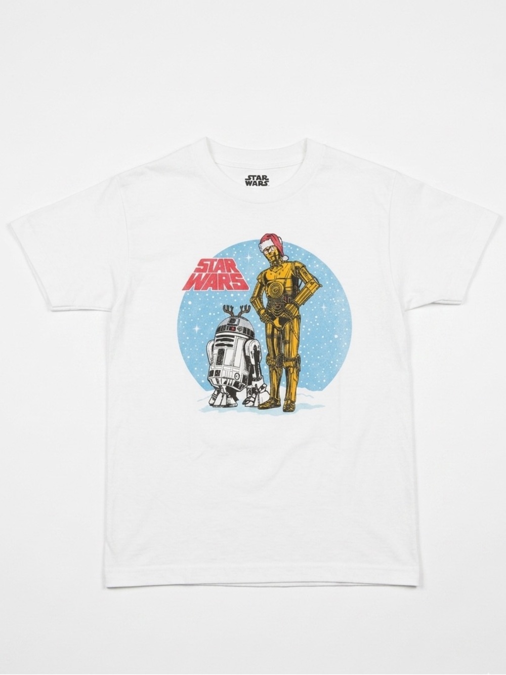 Star Wars White Tee with C-3PO & Blue Snow Circle
